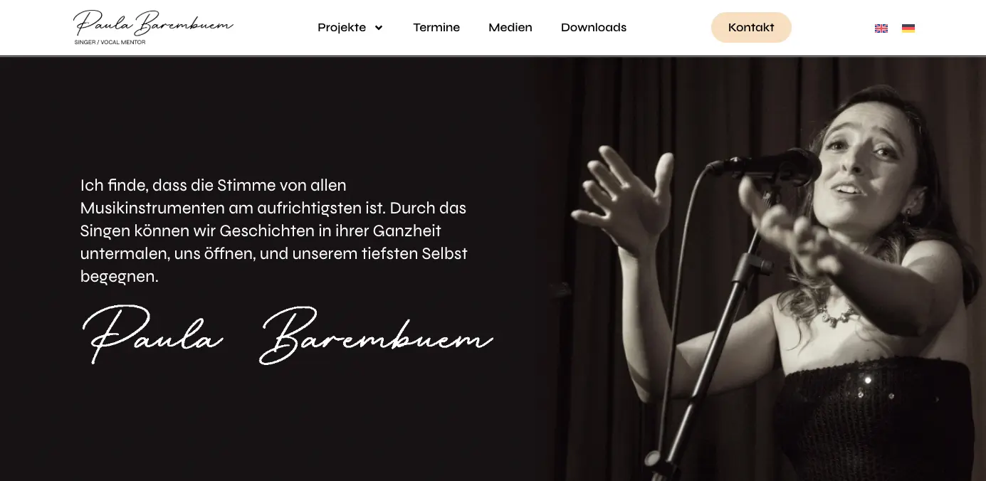 Paula Barembuem – Zweisprachige Künstler-Website & Newsletter-Setup